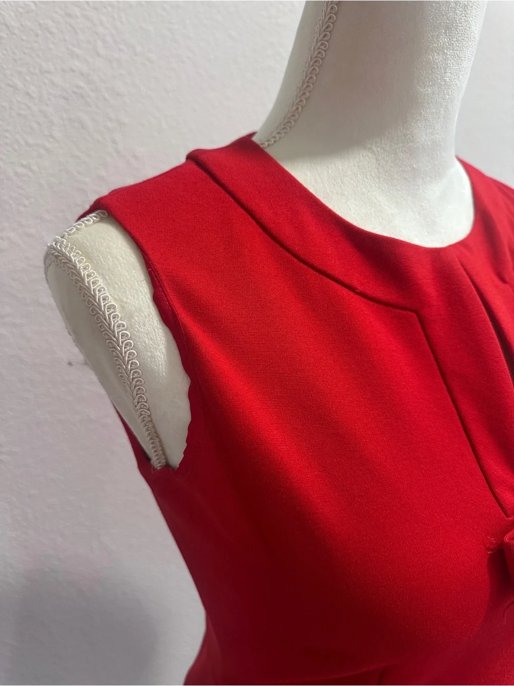 kate spade Sleeveless Red Bow-Front Peplum Blouse